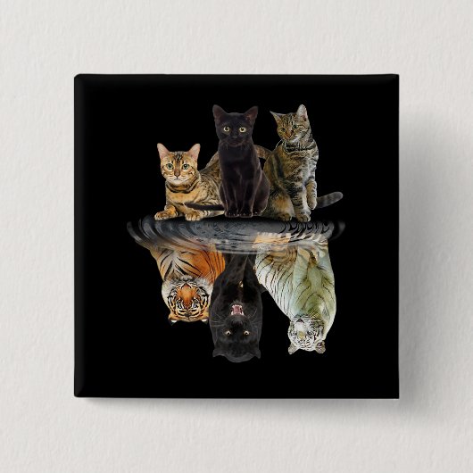 Katzen Reflection Friend Cat Lovers Niedlich Tiger Button (Vorderseite)