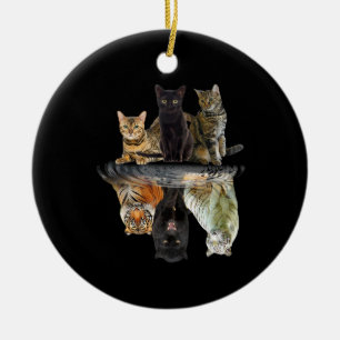 Katzen Reflection Friend Katze Liebhaber Niedlich  Keramik Ornament