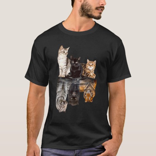 Katzen Reflection Mirror Cheetah Tiger Puma Katze T-Shirt (Vorderseite)