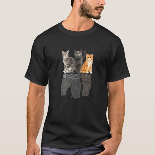 Katzen Reflection Mirror Puma Cheetah Tiger Funny T-Shirt (Vorderseite)