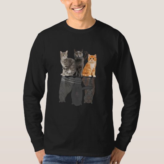 Katzen Reflection Mirror Puma Cheetah Tiger Funny  T-Shirt (Vorderseite)