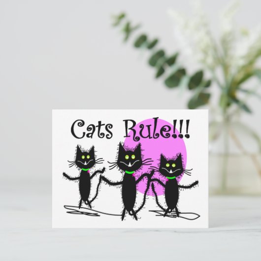 Katzen Regel!!! Black Cat Design...bezaubernd Postkarte (Stehend Vorderseite)