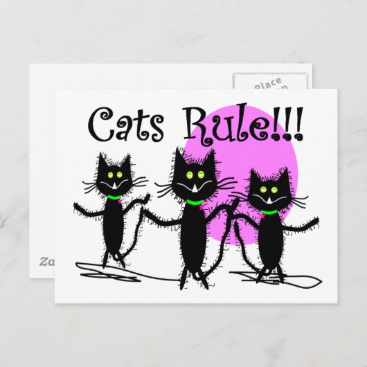 Katzen Regel!!! Black Cat Design...bezaubernd Postkarte (Vorne/Hinten)