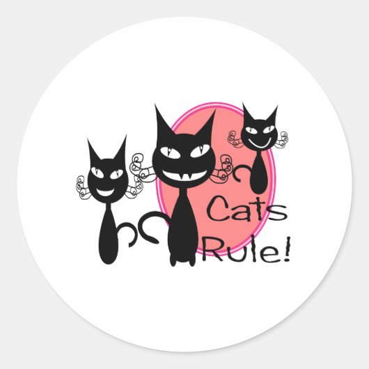 Katzen Regel!!!!!!!!! Runder Aufkleber (Vorderseite)