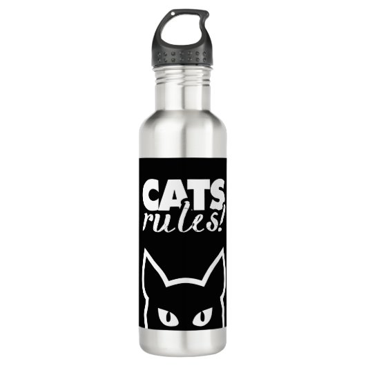 Katzen Regeln Edelstahlflasche (Vorderseite)