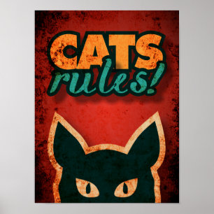 Katzen Regeln lustige Typografie Poster