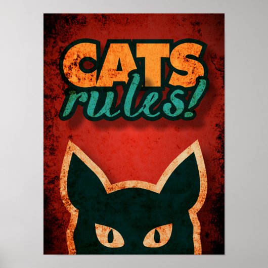 Katzen Regeln lustige Typografie Poster (Vorne)