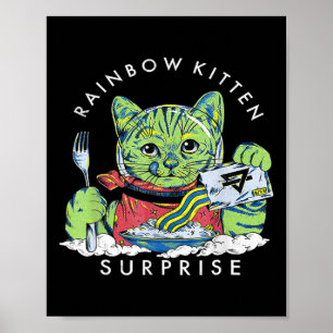 Katzen Regenbogen Kätzchen Überraschung Süß Essen  Poster