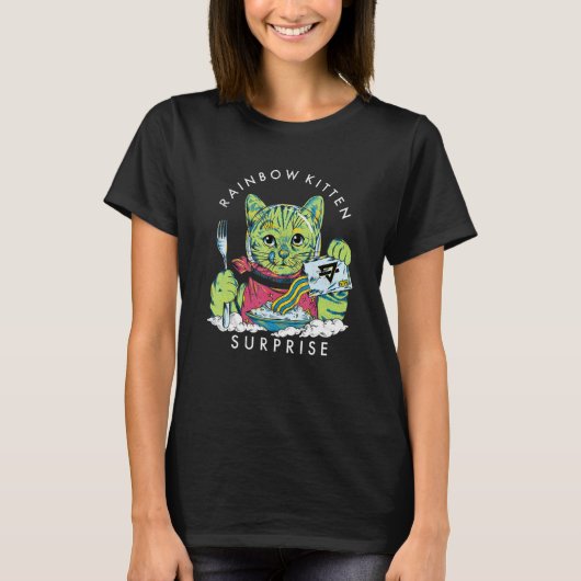 Katzen Regenbogen Kätzchen Überraschung Süß Essen T-Shirt (Vorderseite)