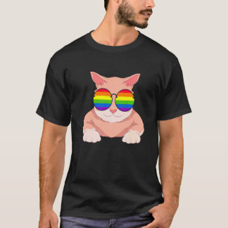 Katzen-Regenbogenflagge-Sonnenbrille-Queer-Pride-M T-Shirt