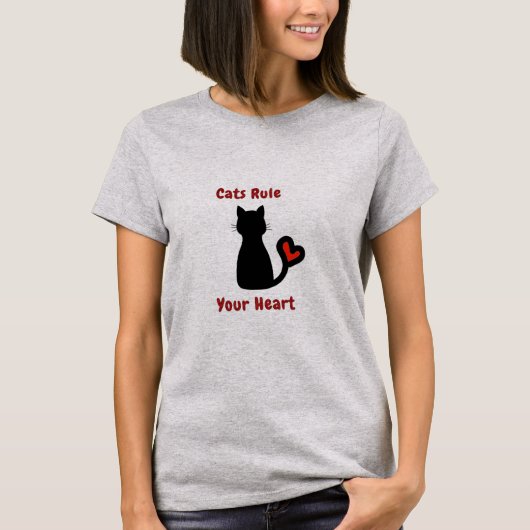 Katzen regieren Ihre Herzen T-Shirt (Vorderseite)
