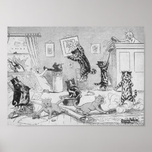 Katzen Reinigung im Frühling, Louis Wain Poster