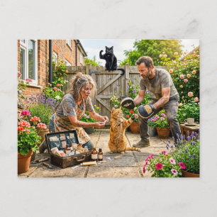 Katzen-Revierkampf-Trainingschaos Postkarte