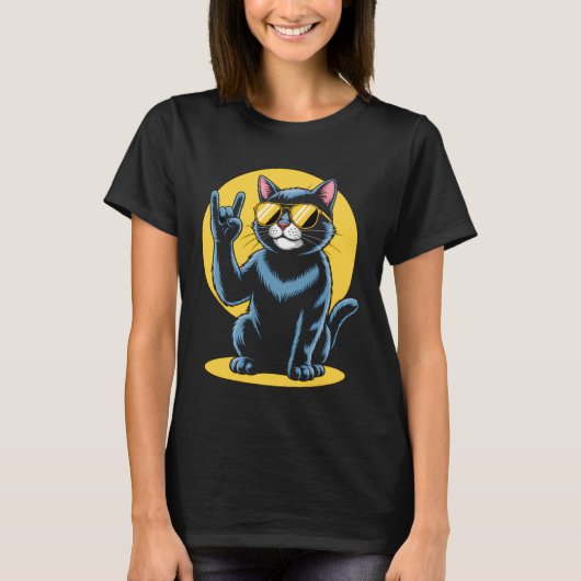 Katzen Rockmusik T-Shirt (Vorderseite)