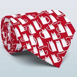 Katzen Rot und Weiß Urlaub Krawatte