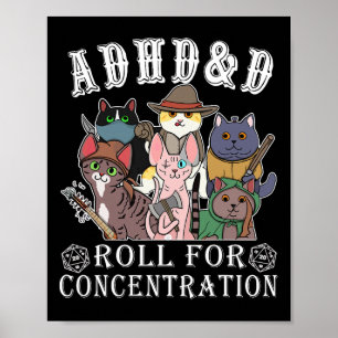 Katzen Rpg Spieler Rollen Für Konzentration D20 Wü Poster