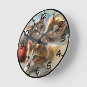 Katzen Runde Wanduhr (Winkel)