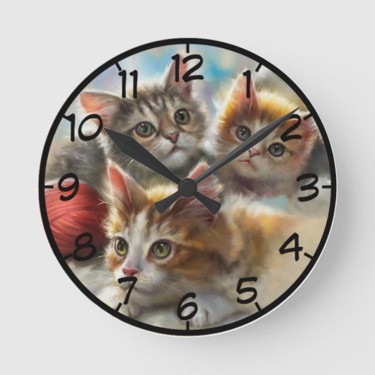 Katzen Runde Wanduhr (Vorderseite)