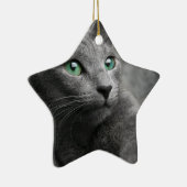 Katzen-russischer blauer Blick mustert graues Keramik Ornament (Rechts)