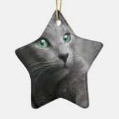 Katzen-russischer blauer Blick mustert graues Keramik Ornament (Links)