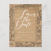 Katzen Rustikale Kraft Drehbuch Save the Date Postkarte (Vorderseite)