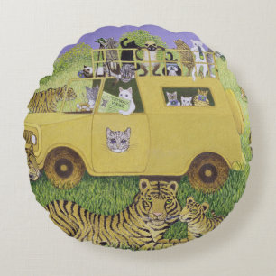 Katzen-Safari Rundes Kissen
