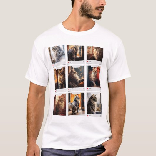 Katzen saßen am Fenster T-Shirt (Vorderseite)