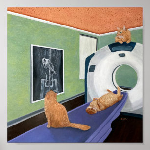 Katzen-Scan. Katzen- und Fischkunst, Geschenk für Poster