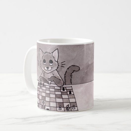 Katzen-Schach-Tasse Kaffeetasse (Vorderseite Links)