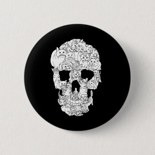 Katzen-Schädel-Kitty-Skelett-Halloween-Kostüm Taro Button