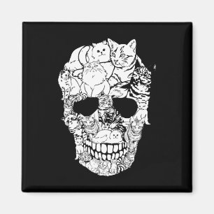 Katzen-Schädel-Shirt - Kitty-Skelett-Halloween-Kos Magnet