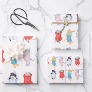 KATZEN SCHLAFANZUG Flachbettlaken-Verpackungspapie Geschenkpapier Set