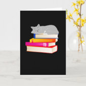 Katzen schlafen auf Büchern Lesen Katze Lover Karte (Gelbe Blume)