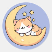 Katzen schlafen auf dem Mond Runder Aufkleber (Vorderseite)