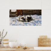 Katzen Schlafen auf einem Bett Poster (Küche)