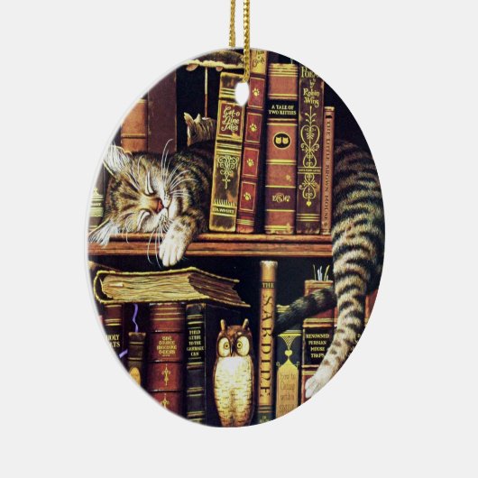Katzen schlafen in Bibliothekaren Keramik Ornament (Rechts)