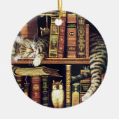 Katzen schlafen in Bibliothekaren Keramik Ornament (Vorne)