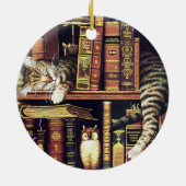 Katzen schlafen in Bibliothekaren Keramik Ornament (Hinten)