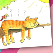 Katzen schlafen in der Sonne Postkarte