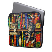 Katzen Schlafen in der virtuellen Bibliothek, farb Laptopschutzhülle (Vorderseite Links)