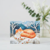 Katzen schlafen in einem Fantasy-Wald aus Felt Tec Postkarte (Stehend Vorderseite)