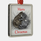Katzen schlafen silbernes ornament (Rechts)