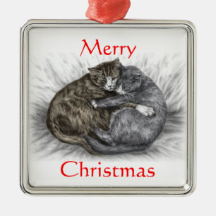 Katzen schlafen silbernes ornament