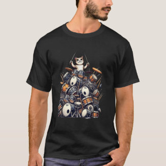 Katzen-Schlagzeuger, cooler Schlagzeuger, lustiges T-Shirt