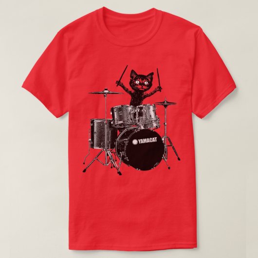 Katzen Schlagzeuger T-Shirt (Design vorne)