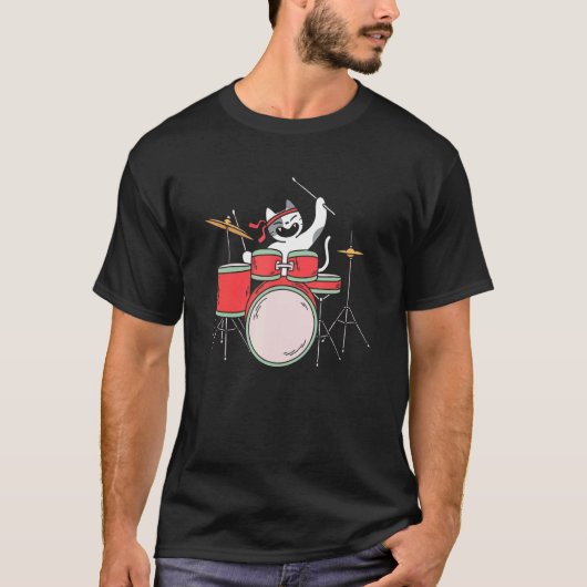 Katzen-Schlagzeuger T-Shirt (Vorderseite)