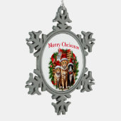 Katzen Schneeflocken Zinn-Ornament (Links)