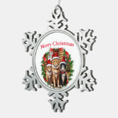 Katzen Schneeflocken Zinn-Ornament (Rechts)