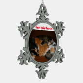 Katzen Schneeflocken Zinn-Ornament (Links)