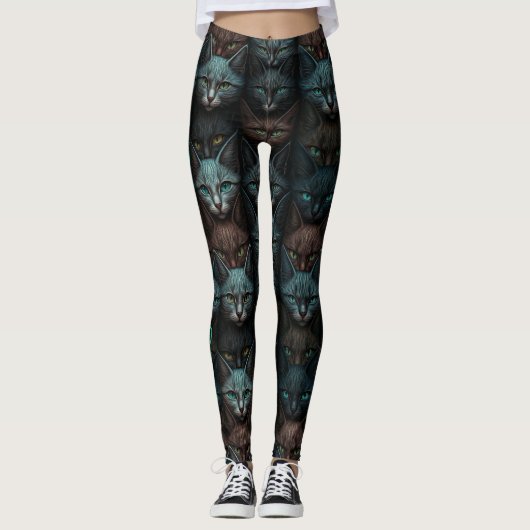Katzen Schöne Dunkle Liebhaber personalisieren Leggings (Vorderseite)